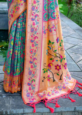 Mehendi Dupion Silk Saree With Blouse Piece