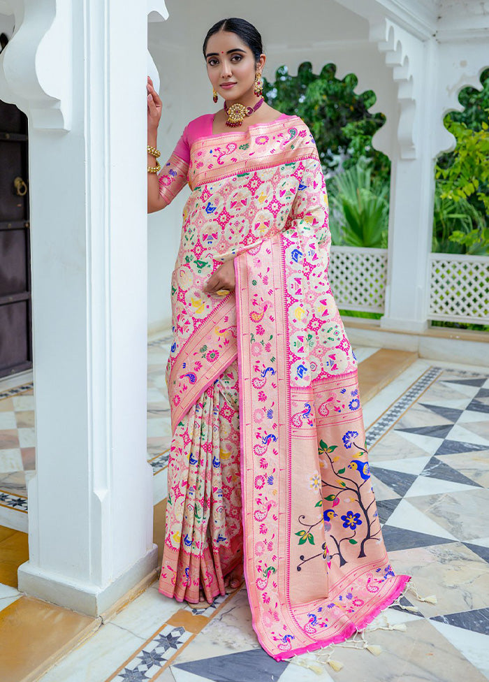 White Dupion Silk Saree With Blouse Piece