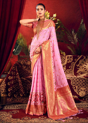 Baby Pink Dupion Silk Saree With Blouse Piece