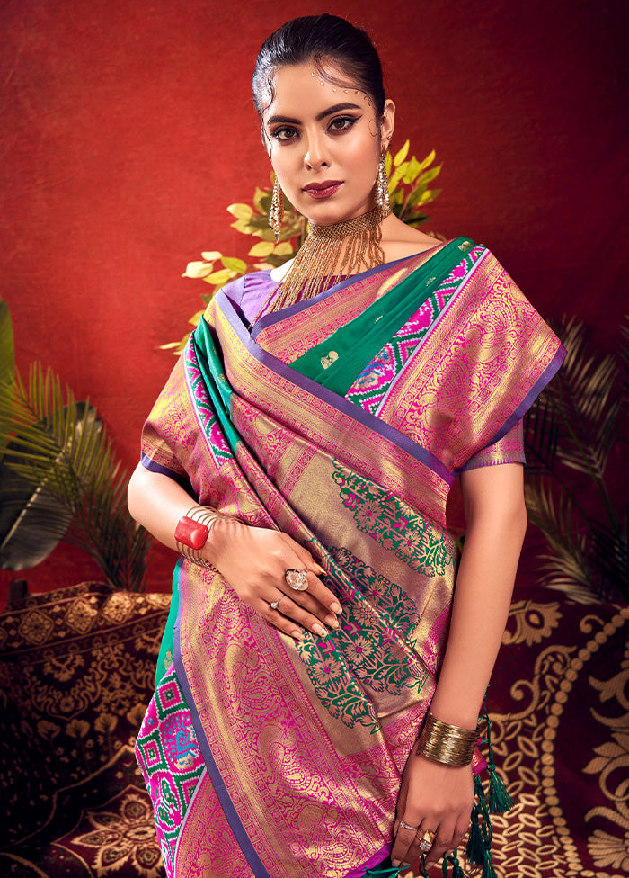 Rama Dupion Silk Saree With Blouse Piece