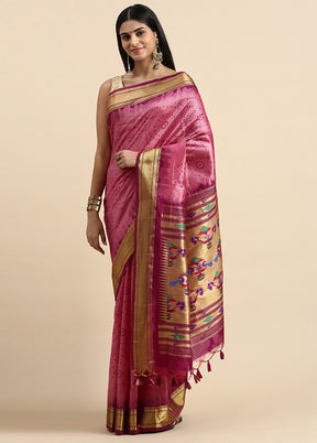 Rani Spun Silk Saree With Blouse Piece