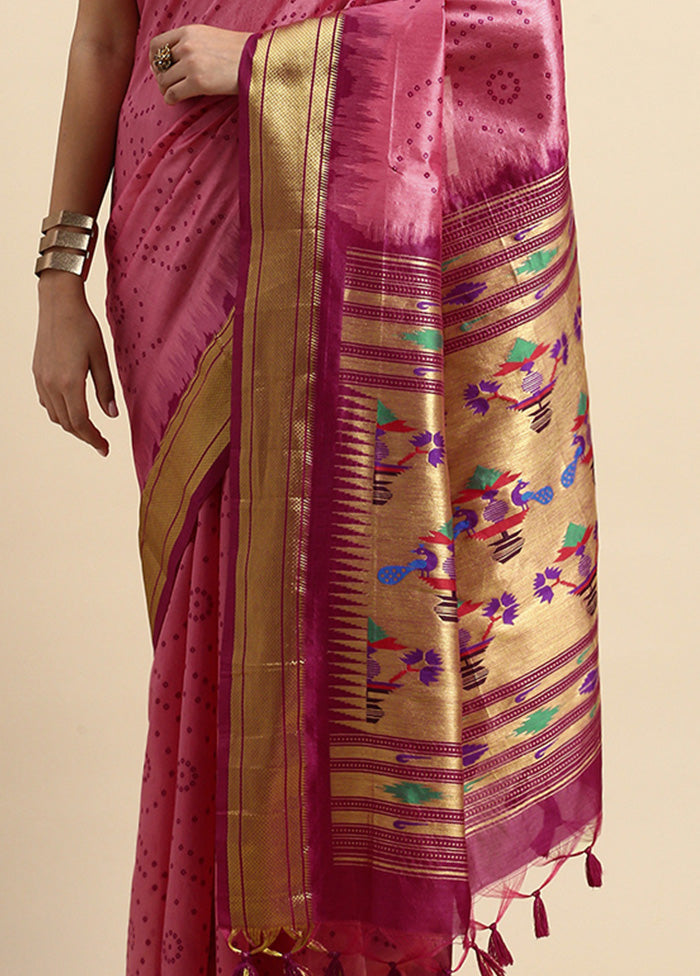 Rani Spun Silk Saree With Blouse Piece