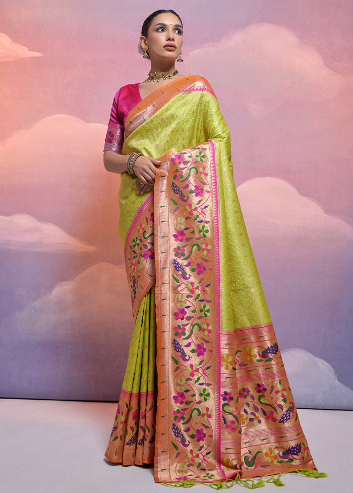 Mehendi Dupion Silk Saree With Blouse Piece