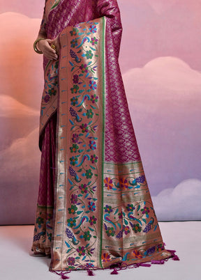 Wine Dupion Silk Saree With Blouse Piece