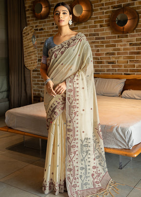 Grey Silk Saree With Blouse Piece - Indian Silk House Agencies