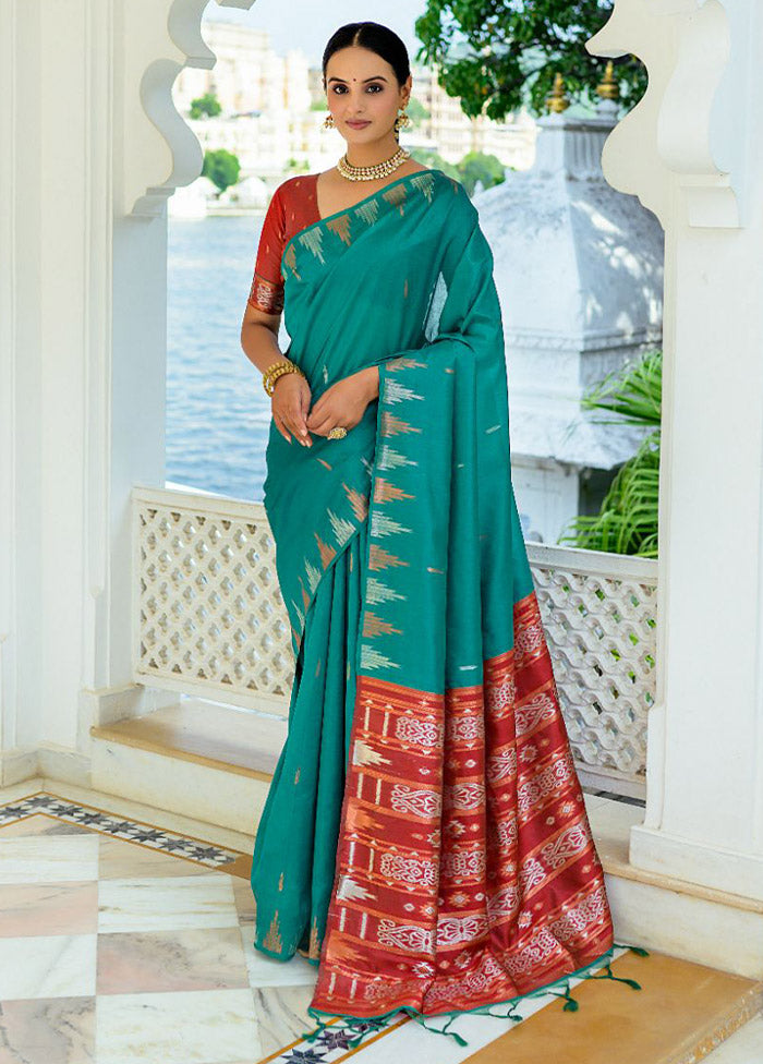 Rama Dupion Silk Saree With Blouse Piece