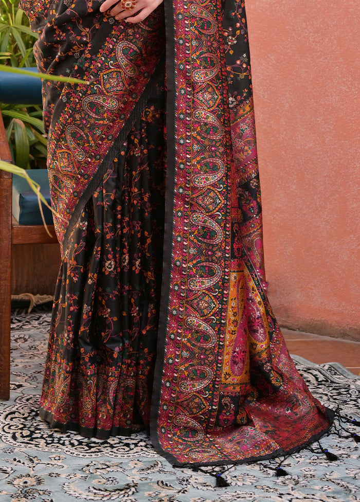 Black Banarasi Silk Saree With Blouse Piece