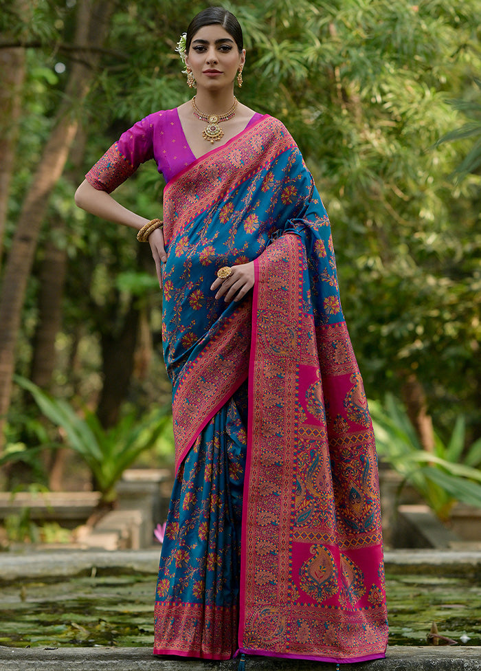 Firoza Pasmina Silk Saree With Blouse Piece