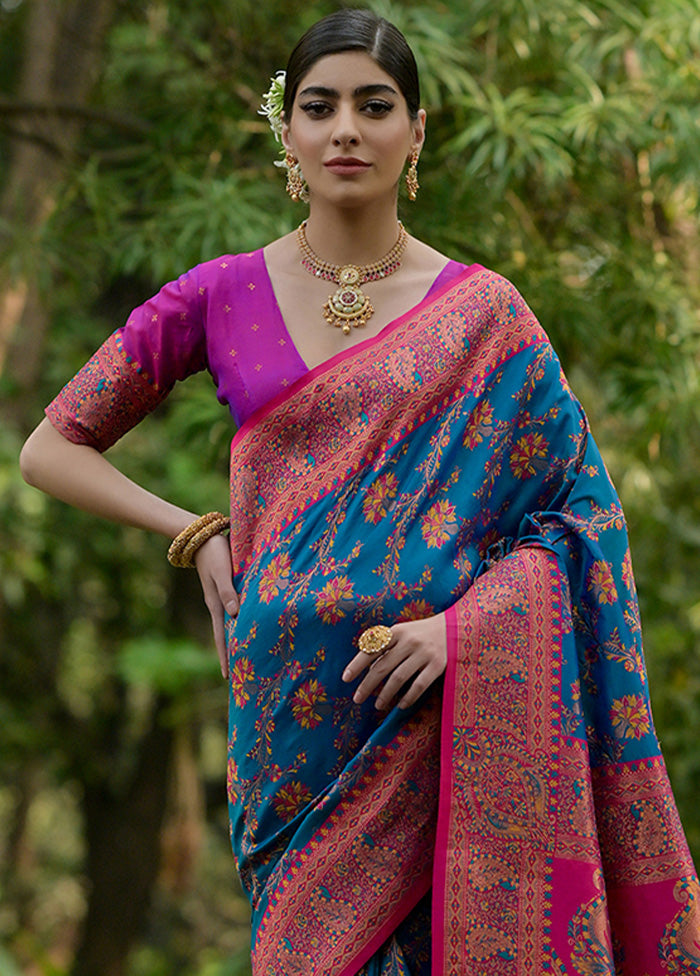 Firoza Pasmina Silk Saree With Blouse Piece