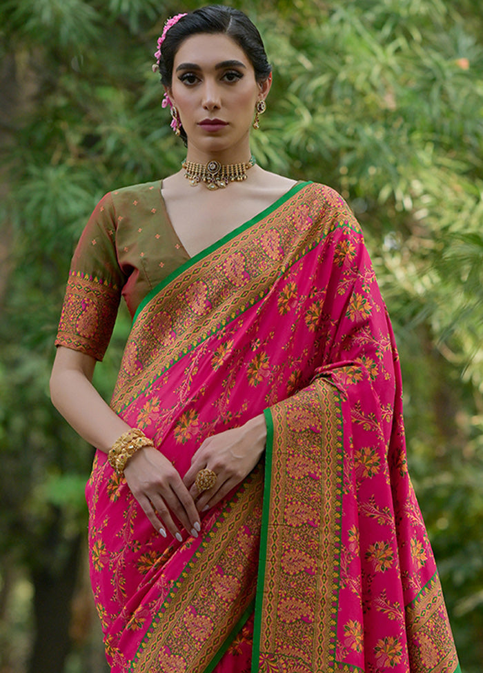 Pink Pasmina Silk Saree With Blouse Piece