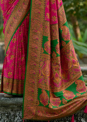 Pink Pasmina Silk Saree With Blouse Piece