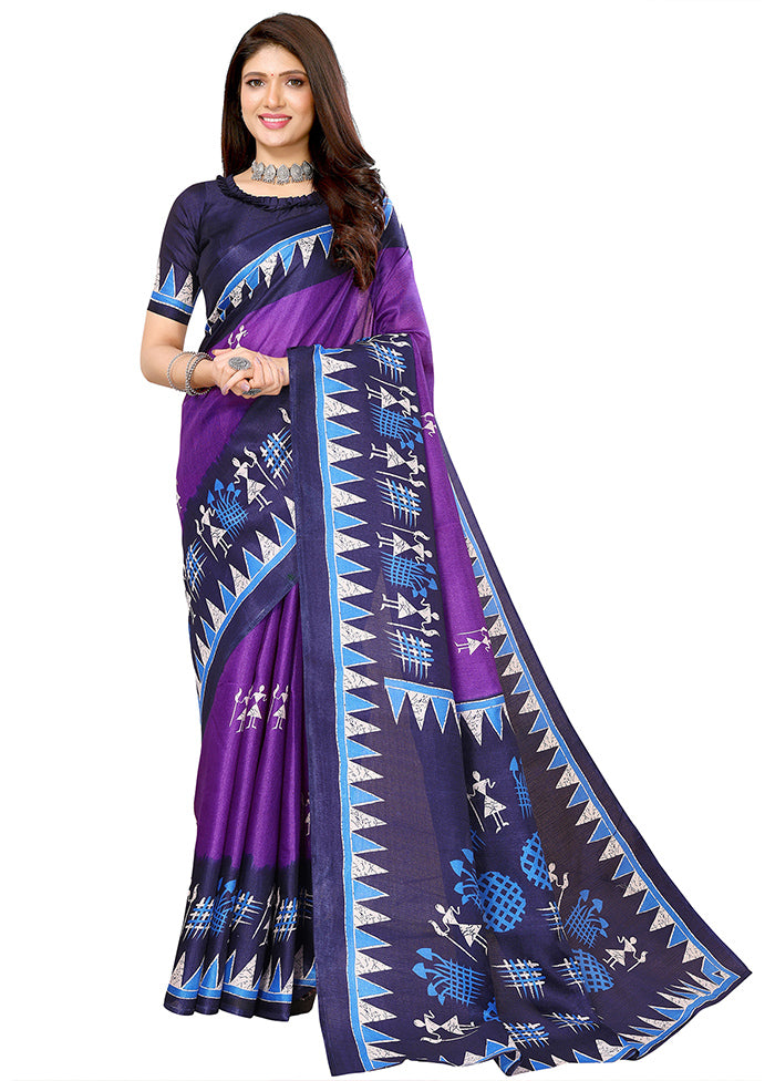 Voilet Dupion Silk Saree With Blouse Piece