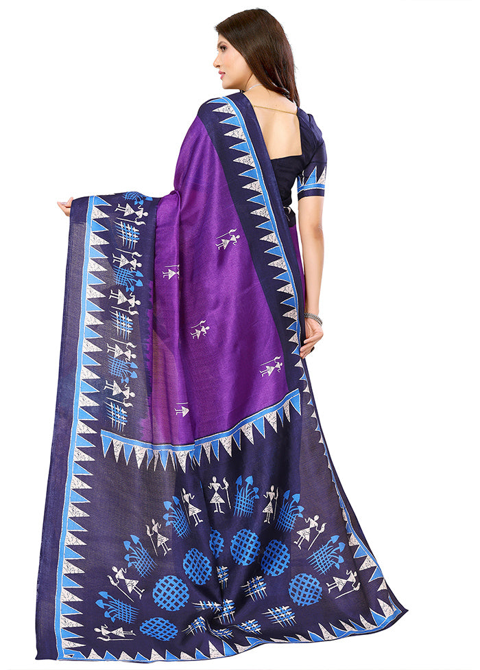 Voilet Dupion Silk Saree With Blouse Piece