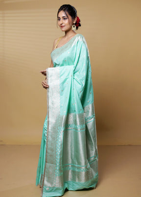 Green Dupion Silk Saree With Blouse Piece