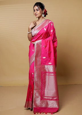 Pink Dupion Silk Saree With Blouse Piece