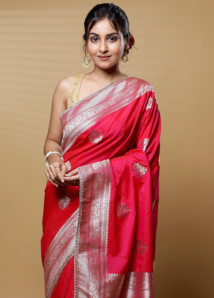 Pink Dupion Silk Saree With Blouse Piece