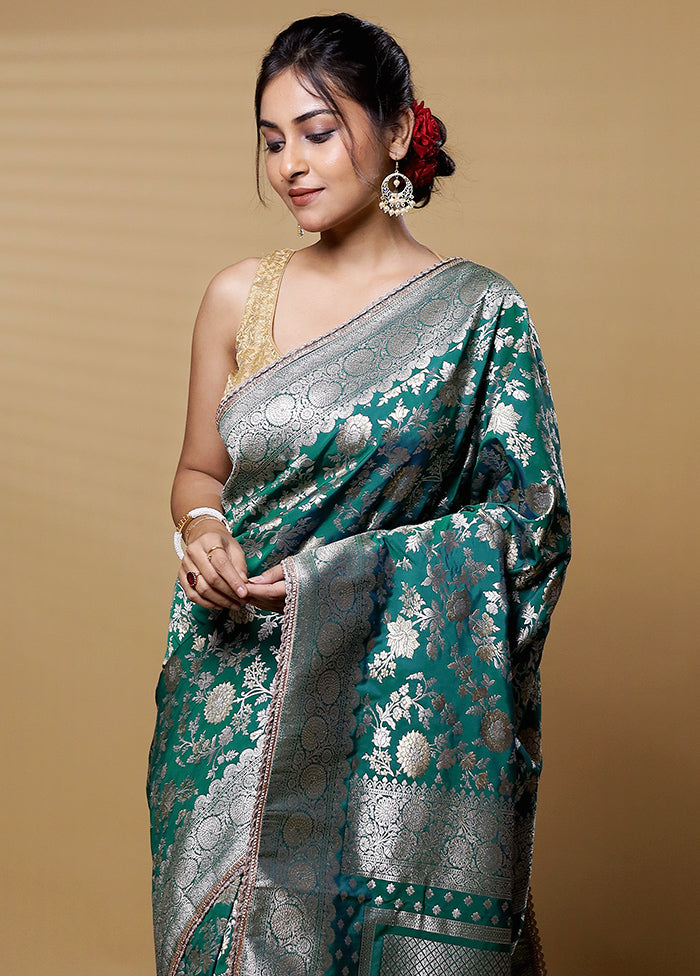 Green Dupion Silk Saree With Blouse Piece