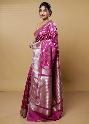 Pink Dupion Silk Saree With Blouse Piece