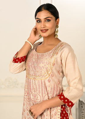 Cream Readymade Cotton Kurti - Indian Silk House Agencies