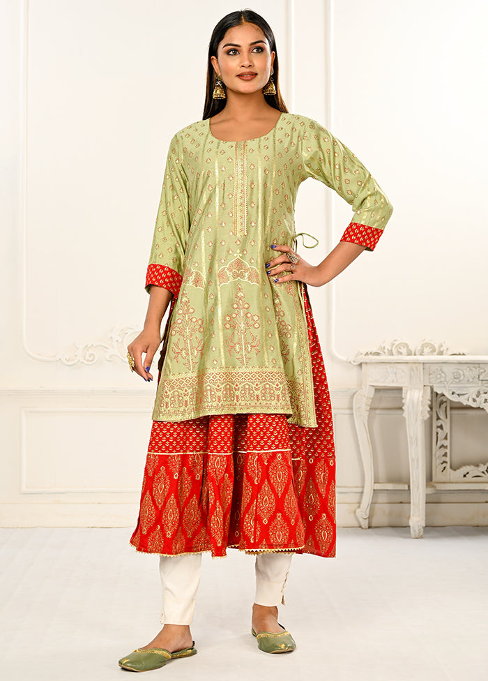Light Green Readymade Cotton Kurti - Indian Silk House Agencies