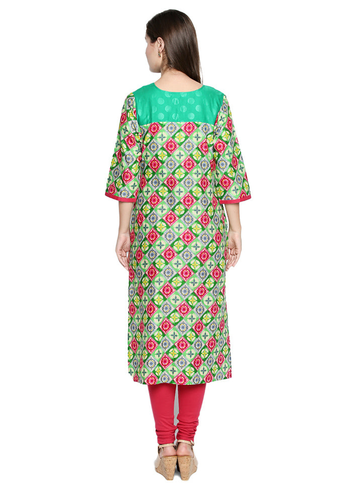 Green Readymade Cotton Kurti