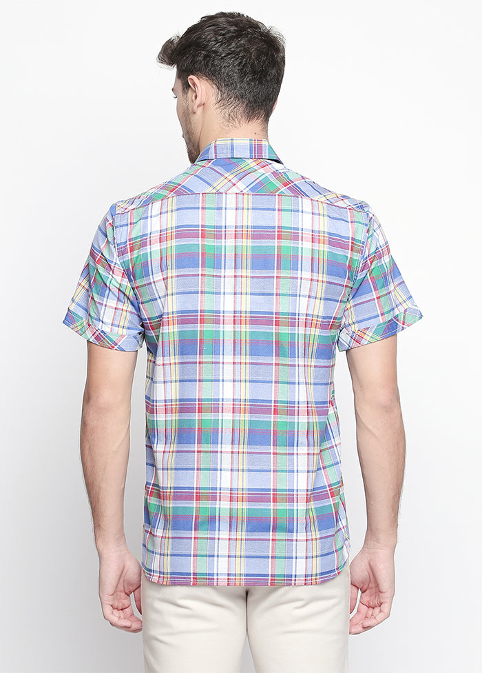 Blue Cotton Checks Shirt