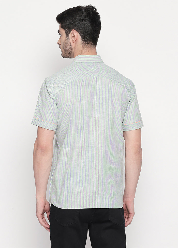 Green Cotton Stripes Shirt