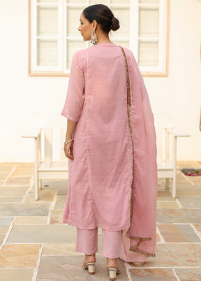 3 Pc Pink Pure Readymade Mulmul Suit Set