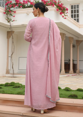 3 Pc Pink Pure Readymade Mulmul Suit Set