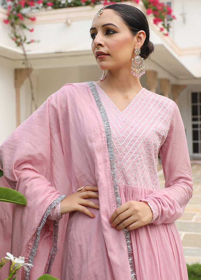 3 Pc Pink Pure Readymade Mulmul Suit Set