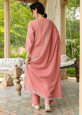 3 Pc Pink Pure Readymade Mulmul Suit Set