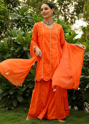 3 Pc Orange Pure Readymade Cotton Suit Set