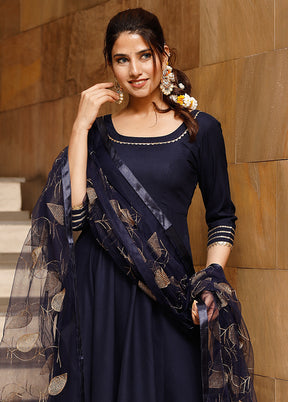 3 Pc Navy Blue Readymade Suit Set