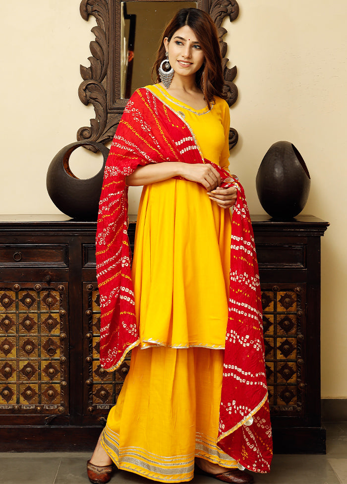 3 Pc Yellow Readymade Suit Set