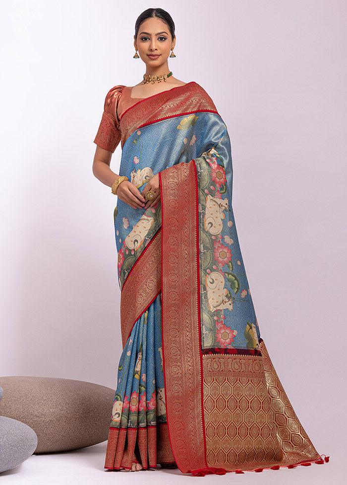 Firoza Dupion Silk Saree With Blouse Piece