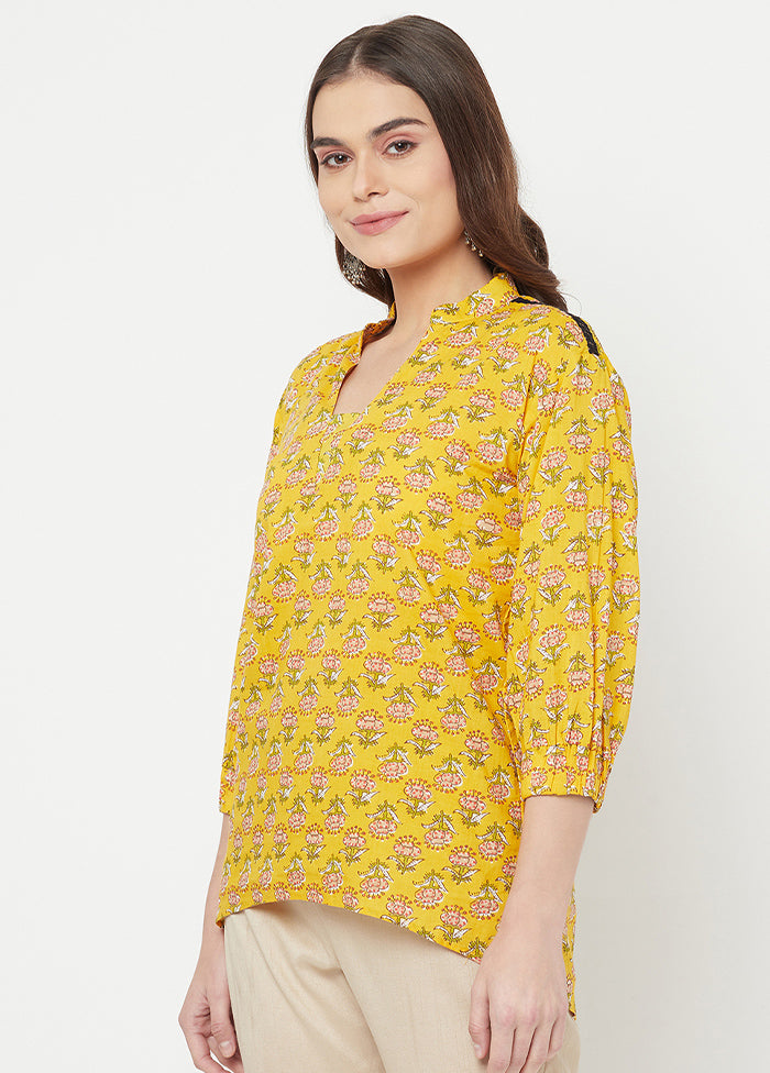 Yellow Pure Readymade Cotton Kurti