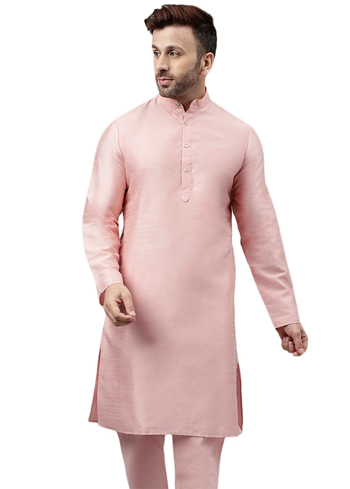 Pink Dupion Silk Solid Kurta