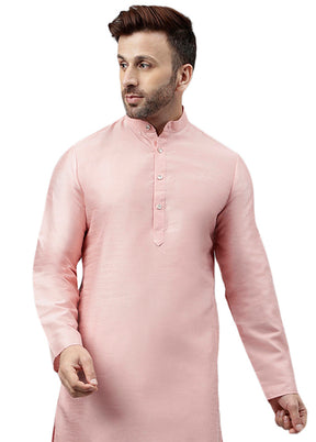 Pink Dupion Silk Solid Kurta