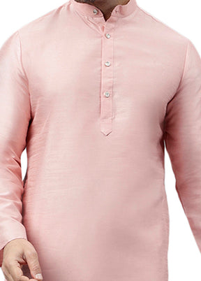 Pink Dupion Silk Solid Kurta