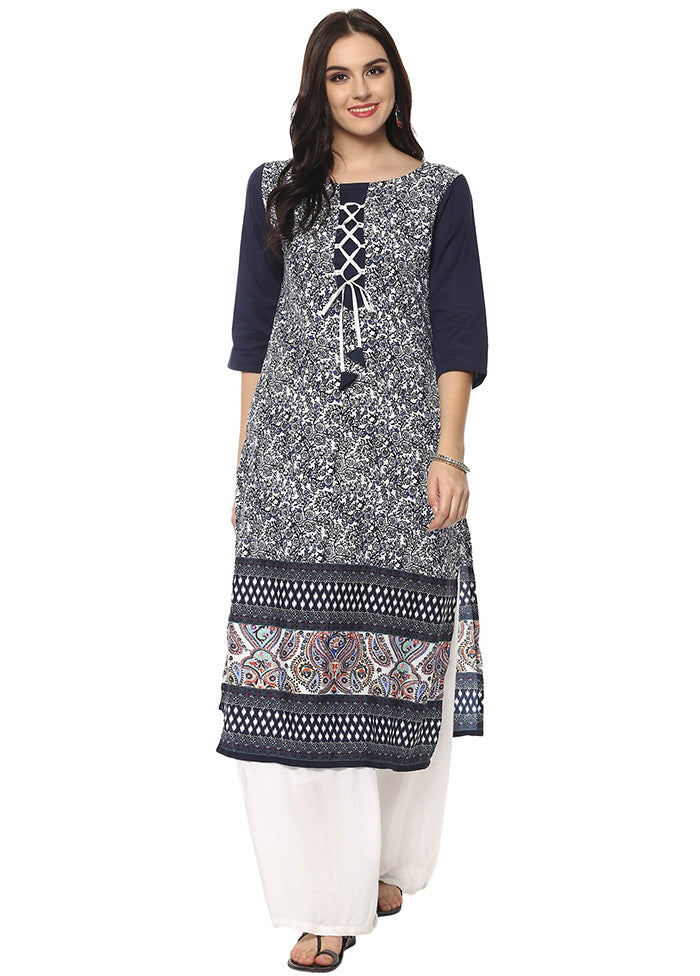 Blue Readymade Silk Kurti