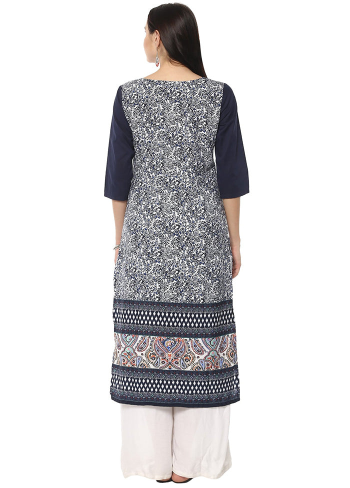 Blue Readymade Silk Kurti