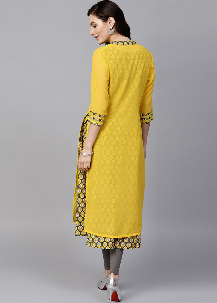 Yellow Readymade Silk Kurti