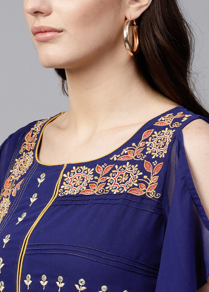 Blue Readymade Georgette Kurti