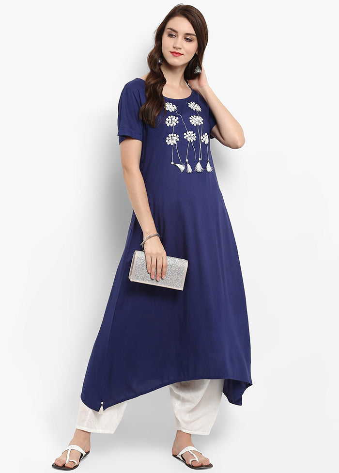 Blue Readymade Silk Kurti