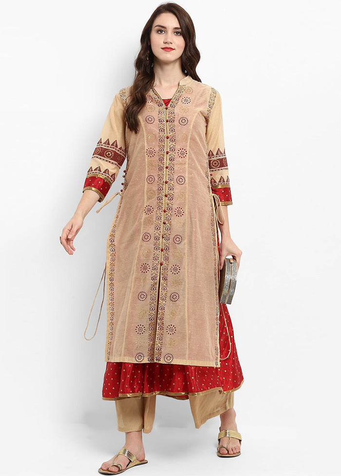 Peach Readymade Silk Kurti