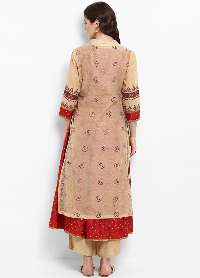 Peach Readymade Silk Kurti