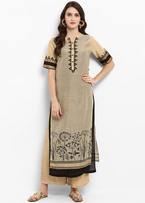 Cream Readymade Silk Kurti