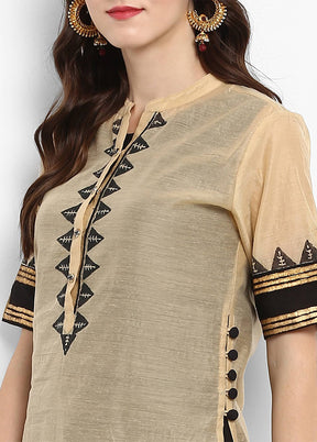 Cream Readymade Silk Kurti