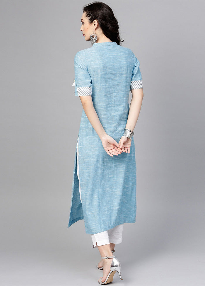 Blue Readymade Cotton Kurti