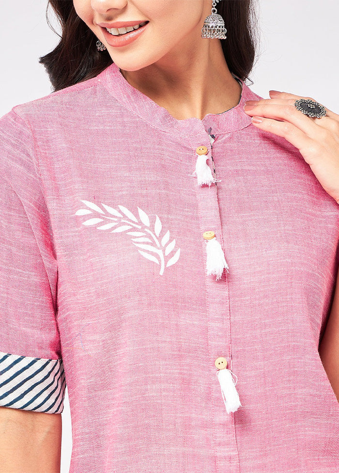 Pink Readymade Cotton Kurti